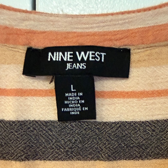 Nine West Orange and Brown Striped Blouse - Picture 3 of 11